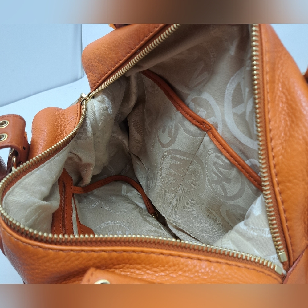 Michael Kors Women's Purse Handbag Bag Burnt Orange Leather Gold Hardware - Picture 8 of 16